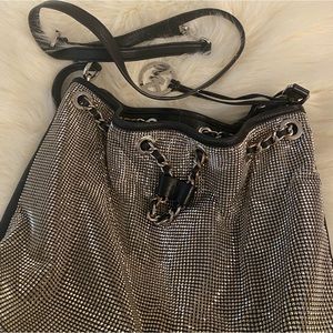 Metallic Frankie Mesh Leather And Chainmail Shoulder Bag